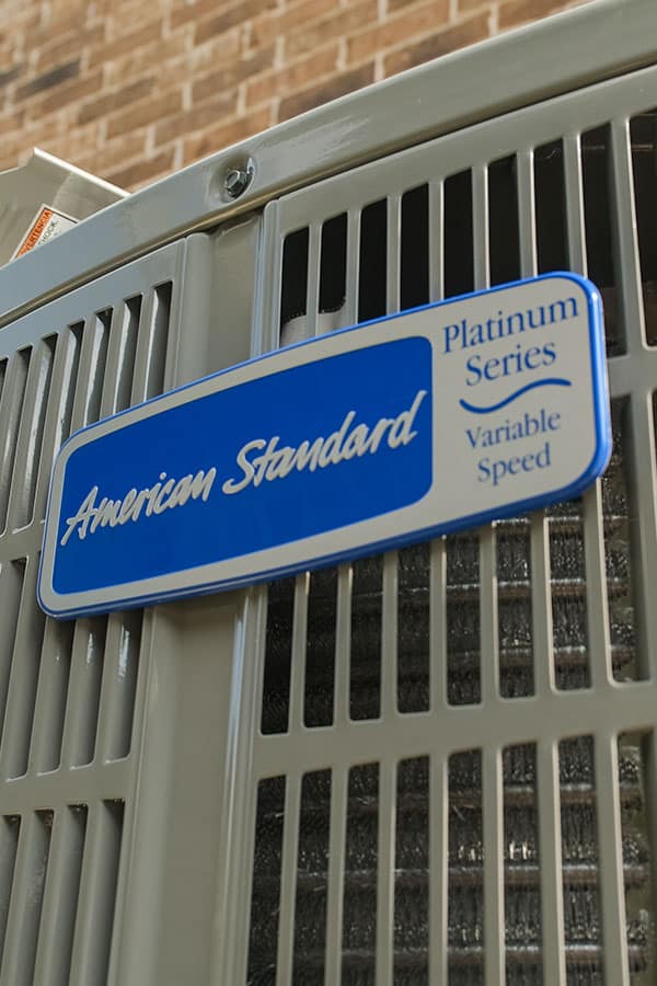 New AC unit by American Standard replaced an old unit, installed by Dragon Air technicians in Plano, TX.
